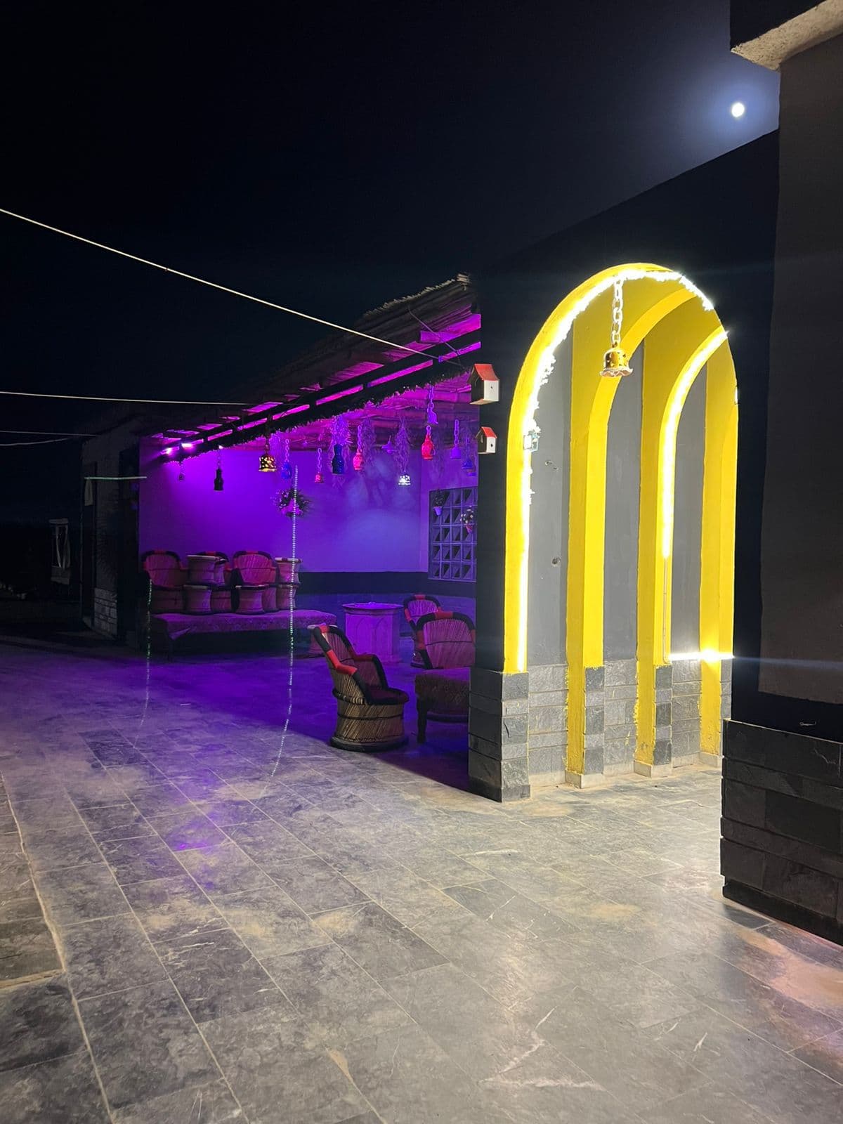 Black Gold Farmhouse night illuminated arches